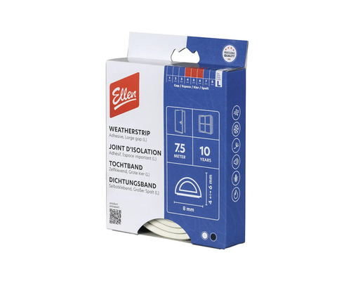 ELLEN Tochtband zelfklevend Weather Large 4-6 mm 7,5 m wit Ellen tochtband zelfklevend voor grote kieren, 7.5 meter