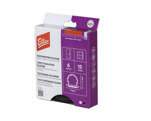 ELLEN Tochtband zelfklevend Weather Silicone 2-7 mm 6 m zwart Ellen tochtband siliconen in verpakking, zes meter lengte, zelfklevend