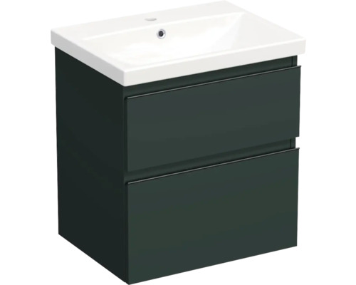 JUNGBORN Badkamermeubelset greeplijst zwart TRENTA met wastafel 60 cm groen salvia mat JUNGBORN Badkamermeubelset greeplijst zwart TRENTA met wastafel 60 cm groen salvia mat