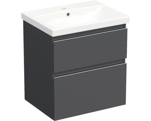 JUNGBORN Badkamermeubelset greeplijst chroom TRENTA met wastafel 60 cm antraciet