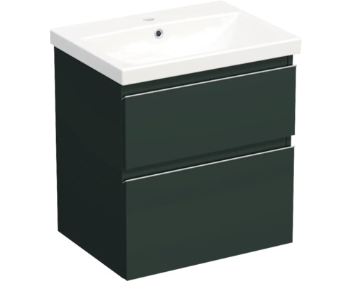 JUNGBORN Badkamermeubelset greeplijst chroom TRENTA met wastafel 60 cm groen salvia mat JUNGBORN Badkamermeubelset greeplijst chroom TRENTA met wastafel 60 cm groen salvia mat