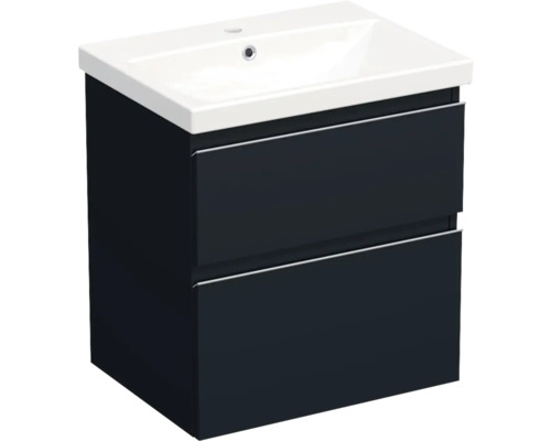 JUNGBORN Badkamermeubelset greeplijst chroom TRENTA met wastafel 60 cm blauw marino mat JUNGBORN Badkamermeubelset greeplijst chroom TRENTA met wastafel 60 cm blauw marino mat