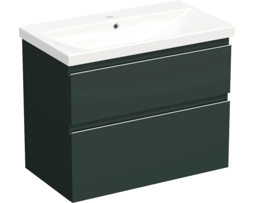 JUNGBORN Badkamermeubelset greeplijst chroom TRENTA met wastafel 80 cm groen salvia mat JUNGBORN Badkamermeubelset greeplijst chroom TRENTA met wastafel 80 cm groen salvia mat