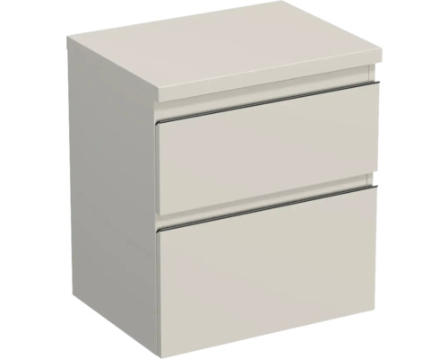 JUNGBORN Wastafelonderkast Trenta 64,6x56,7 cm kasjmier glans zwarte greep Wastafelonderkast met twee laden