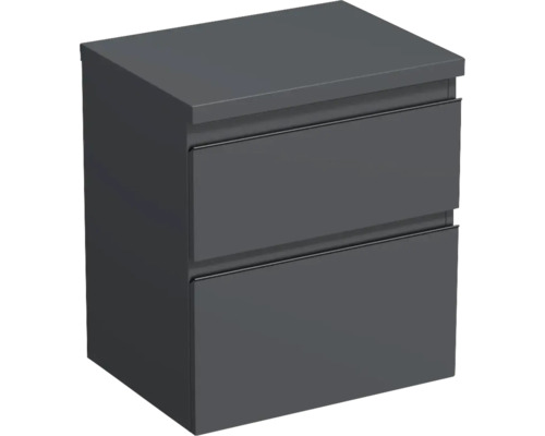 JUNGBORN Wastafelonderkast Trenta 64,6x56,7 cm antraciet mat zwarte greep Wastafelonderkast met twee lades