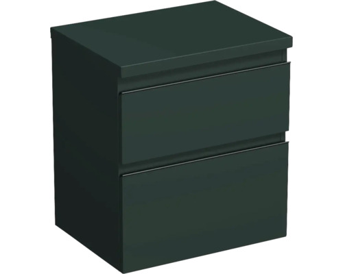 JUNGBORN Wastafelonderkast Trenta 64,6x56,7 cm groen salvia mat zwarte greep Wastafelonderkast met twee laden