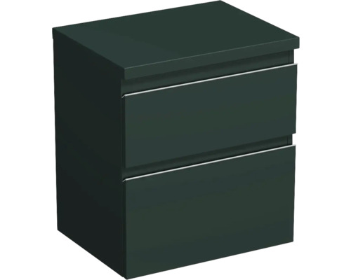 JUNGBORN Wastafelonderkast Trenta 64,6x56,7 cm groen salvia mat zilveren greep Wastafelonderkast met twee laden