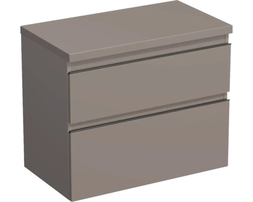 JUNGBORN Wastafelonderkast Trenta 64,6x76,7 cm basalto glans zwarte greep Wastafelonderkast met twee laden voor de badkamer