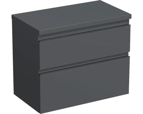 JUNGBORN Wastafelonderkast Trenta 64,6x76,7 cm antraciet mat zwarte greep Wastafelonderkast met twee laden voor de badkamer