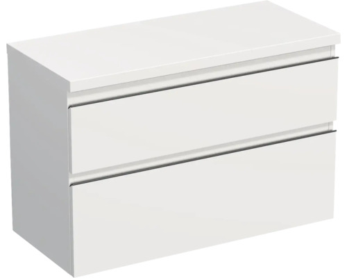 JUNGBORN Wastafelonderkast Trenta 64,6x96,7 cm wit mat zwarte greep Wastafelonderkast met twee laden