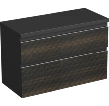 Wastafelonderkast met twee laden en houten decor
