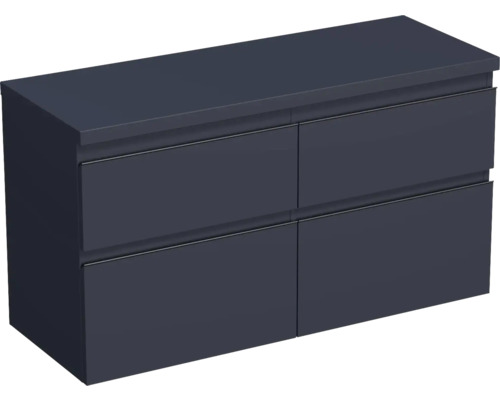 JUNGBORN Wastafelonderkast Trenta 64,6x116,7 cm blauw marino mat zwarte greep Wastafelonderkast met vier laden voor de badkamer