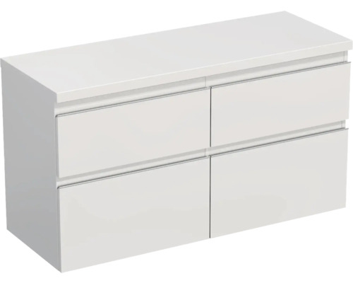 JUNGBORN Wastafelonderkast Trenta 64,6x116,7 cm wit glans zilveren greep Witte wastafelonderkast met vier lades