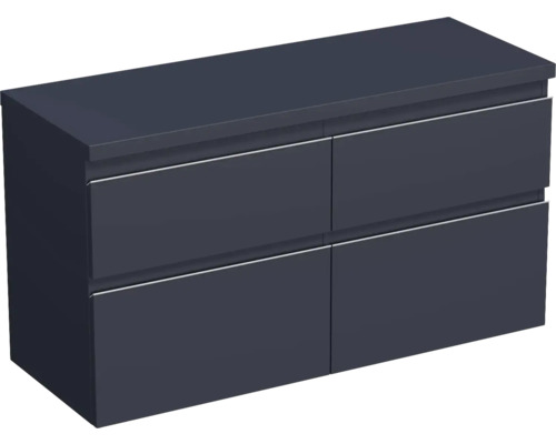 JUNGBORN Wastafelonderkast Trenta 64,6x116,7 cm blauw marino mat zilveren greep Wastafelonderkast met vier laden voor de badkamer