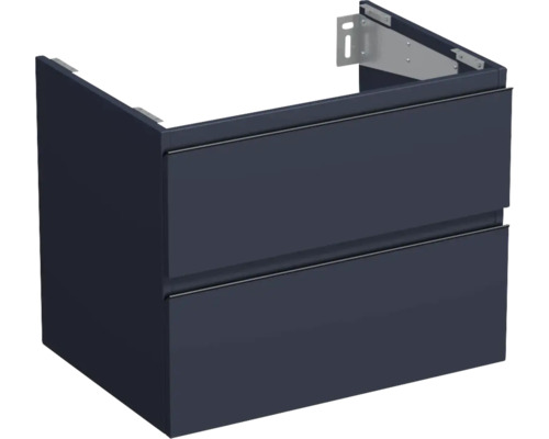 JUNGBORN Wastafelonderkast Trenta 56x70 cm blauw marino mat zwarte greep Wastafelonderkast met twee lades voor badkamer