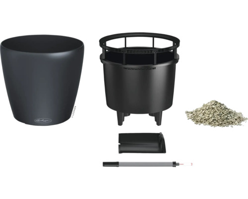 Complete Lechuza plantenbak set met inzetstuk, substraat en waterniveau-indicator