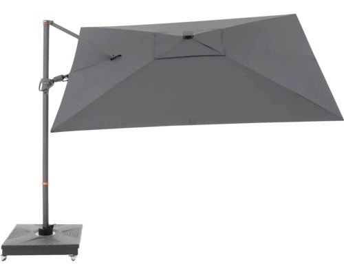 Vrijhangende parasol met vierkant doek en voet