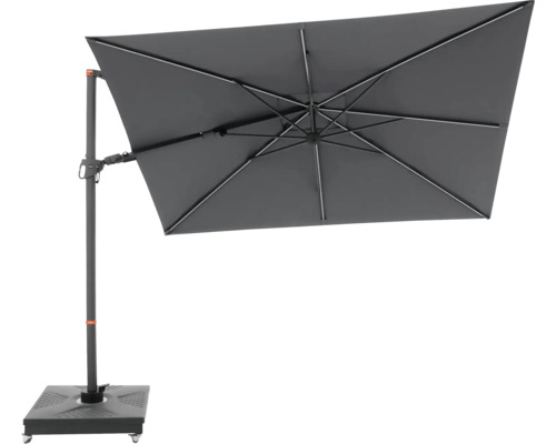 Rechthoekige zweefparasol met voet voor buiten