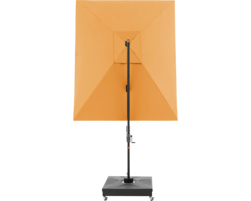 Vierkante parasol met zwengel en voet