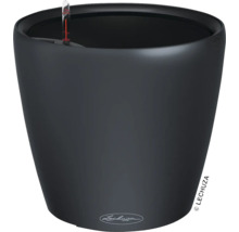 Zwarte plantenpot met waterniveau-indicator