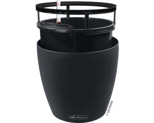 Zwarte plantenpot met irrigatiesysteem
