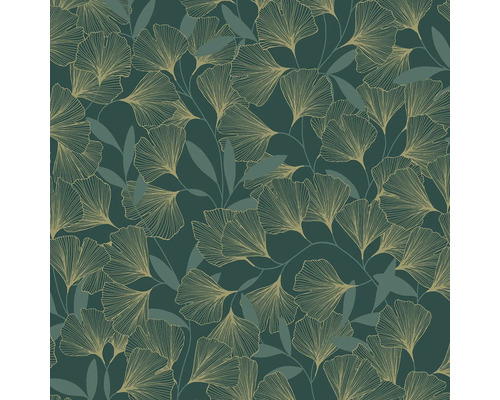 GRANDECO Vliesbehang bloemen blauw Behang met ginkgo bladmotief