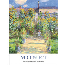 Schilderij van Claude Monet getiteld ''De tuin van de kunstenaar in Vétheuil'' met een tuinpad omzoomd met zonnebloemen