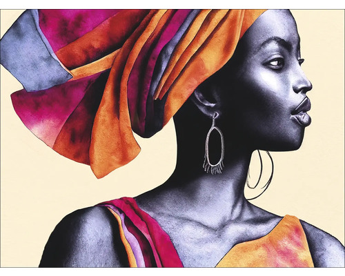 PURE LIVING Schilderij canvas African Woman I 116x84 cm