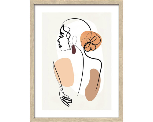 Ingelijste afbeelding met vrouwelijk silhouet in one-line stijl