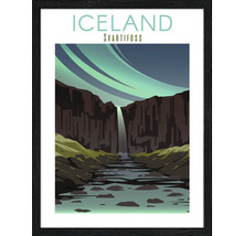 Ingelijste poster met afbeelding van IJslands Svartifoss-waterval
