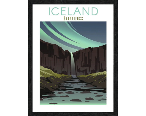 Ingelijste poster met afbeelding van IJslands Svartifoss-waterval