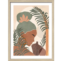 Ingelijste afbeelding met abstract vrouwelijk motief, planten en vazen voor wanddecoratie