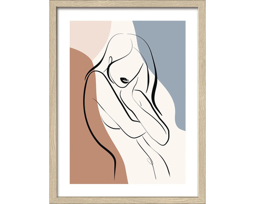 Ingelijste poster met abstracte lijntekening van een vrouw