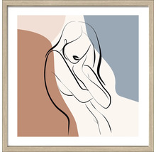 Ingelijste wanddecoratie met abstracte vrouwafbeelding in onelijnstijl