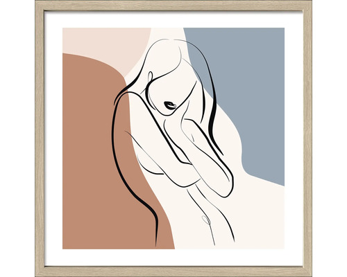 Ingelijste wanddecoratie met abstracte vrouwafbeelding in onelijnstijl