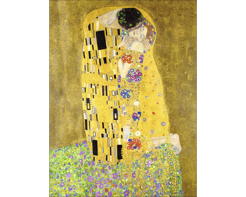 PURE LIVING Schilderij glas Gustav Klimt - De Kus 60x80 cm