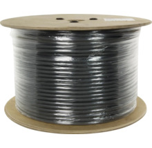 Rol met zwarte kabel onder plastic folie