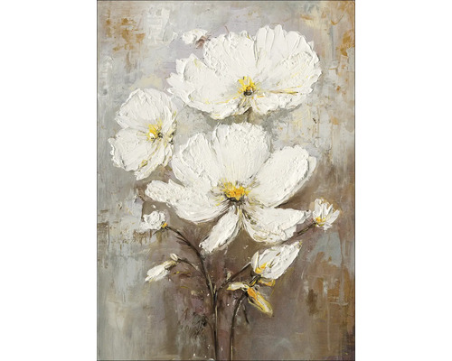 Schilderij met witte bloemen op doek