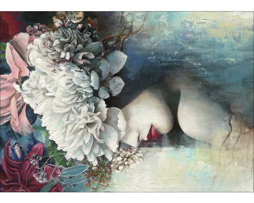 Schilderij met vrouw en bloemen