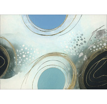 Abstract schilderij met cirkelmotief in blauw en goud