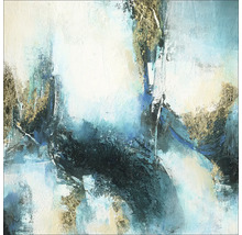 Abstract schilderij met witte, blauwe en gouden kleuraccenten