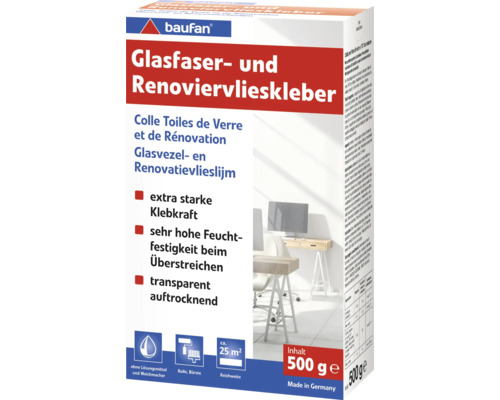 Baufan Glasfaser- en renovatievlieslijm verpakking
