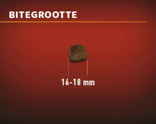 Illustratie van de brokmaat: 16 tot 18 millimeter