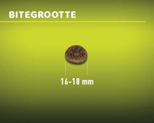 Enkelvoudige voederpellet met een afmeting van 16 tot 18 mm