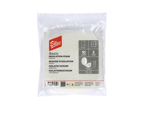 ELLEN Tochtband zelfklevend Weather Foam 12x6 mm 10 m Ellen Basic isolatieschuim, zelfklevend, rol van 10 meter