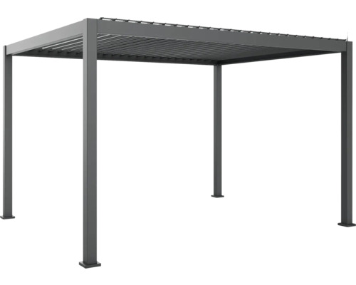 MIRADOR Pergola deluxe aluminium antraciet met poten 11x11 cm en lamellendak 300 x 400 cm