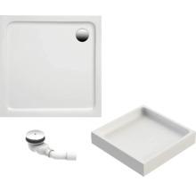 Douchebakset extra vlak Mambu incl. douchebakdrager en af- overloop garnituur 80x80x3 cm