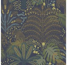Behang met jungle-motief, luipaard, planten en bomen