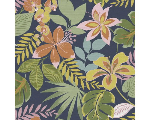 Vliesbehang 118616 Envy bloemen blauw/groen Behang met bloemen- en bladerenmotief