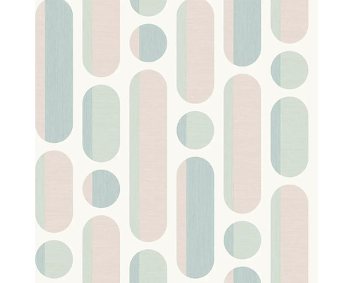 Vliesbehang 118720 Envy cirkels vintage roze Behang met geometrische vormen, bestaande uit cirkels en afgeronde rechthoeken